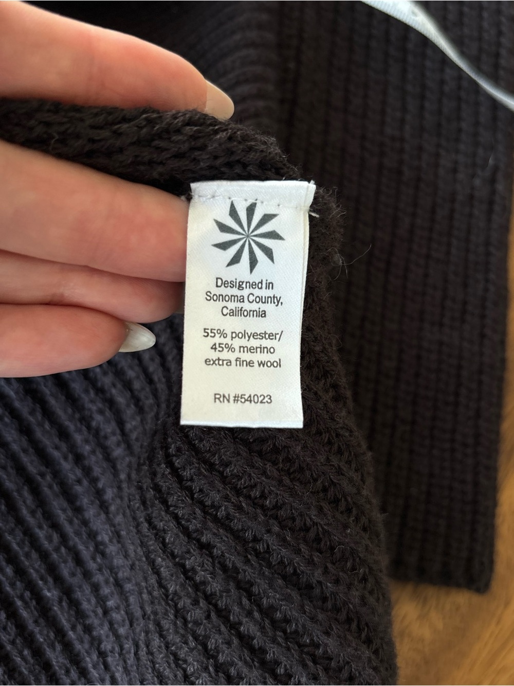 ATHLETA Merino Wool Blend Ribbed Sweater M Dark Chocolate High Low Tunic Cottage - Picture 8 of 14